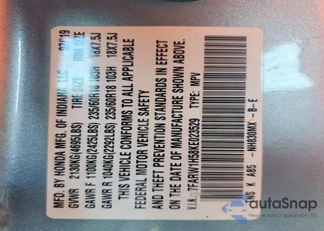 2019 Honda Cr-V Ex z USA, uszkodzony, nr VIN 7FARW1H58KE023529